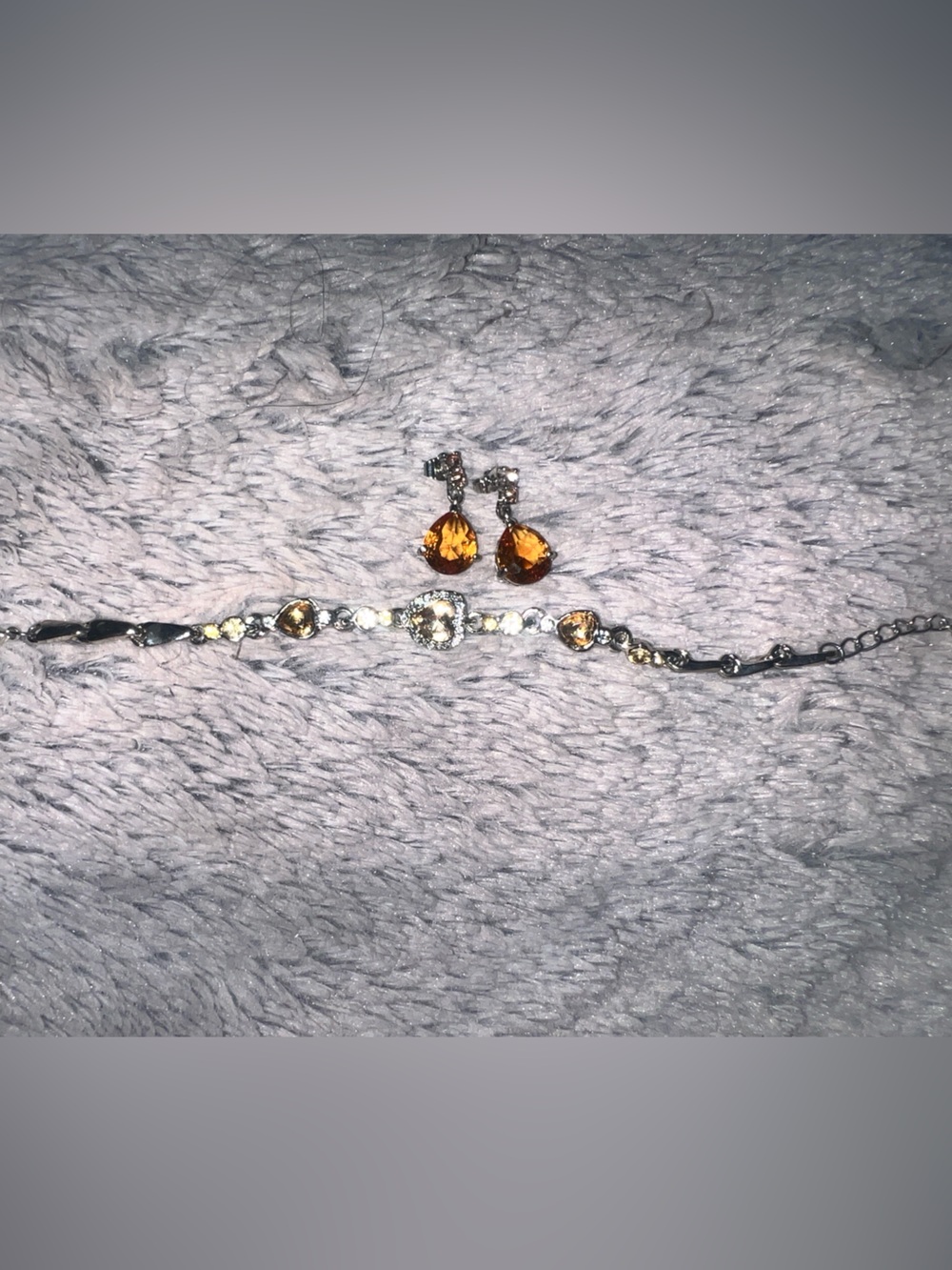 Amber Crystal Drop Earrings & Bracelet Set